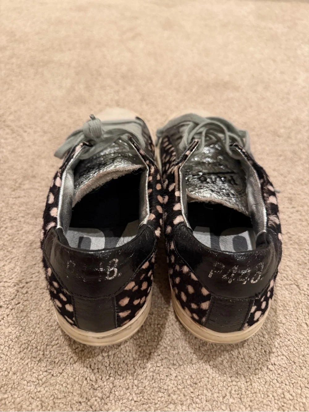 P448 size 37 Women’s Black & Pink Spotted Low-Top Fashion Sneakers
